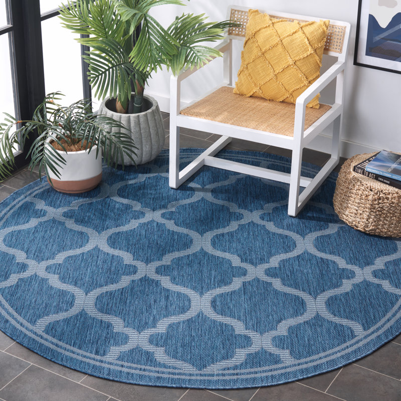 Millana Performance Machine Washable Geometric Indoor/Outdoor Area Rug, Round 6'7"