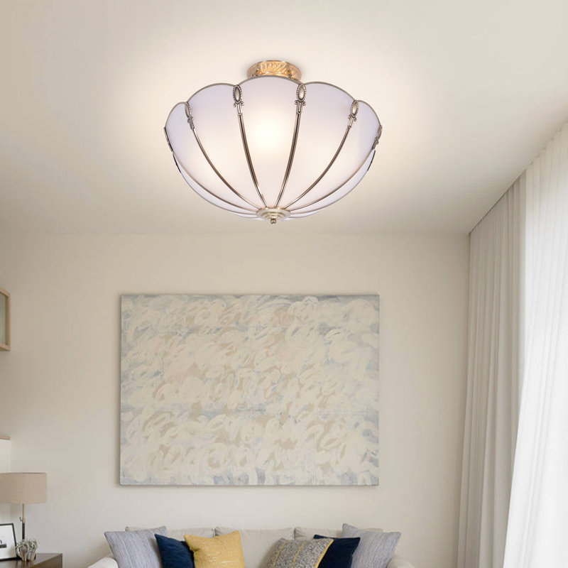 4 - Light Dimmable Gold Vintage Glass Bowl Chandelier