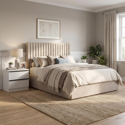 Upholstered Fabric Ottoman Bed