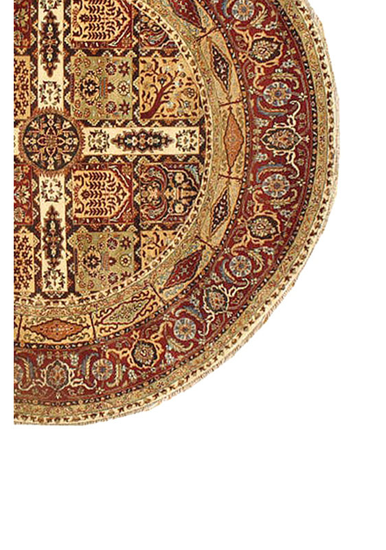 Tabriz Hand Woven Wool Oriental Area Rug, Round 7'1" × 7'1"