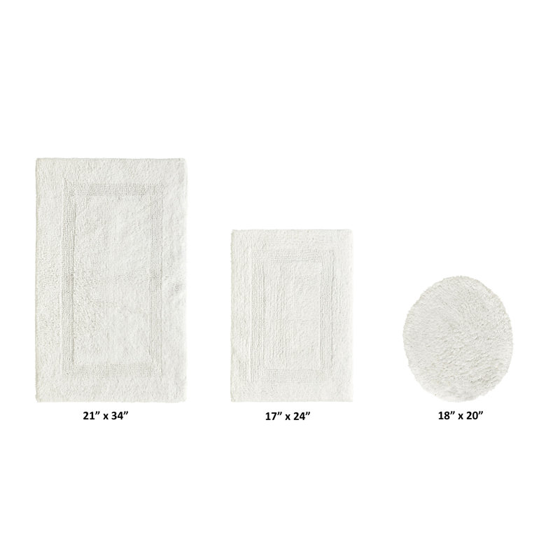 Annerose Premium 100% Cotton 3 Piece Bath Rug Sets, Machine Washable, Super Absorbent & Tufted Weave Reversible Bath Mat for Bathroom, Shower, and Tub, Oeko-Tex Certified Bathroom Rugs