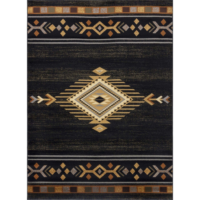 Tapis tribal noir 2 pi x 3 pi Tribes