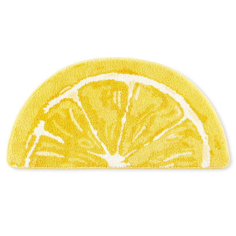 TOWN & COUNTRY PLAY Citrus Slice Lemon Half Circle Shaped Bath Mat, Yellow
