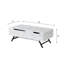 Table basse Throm blanche avec faux grain de marbre et plateau relevable