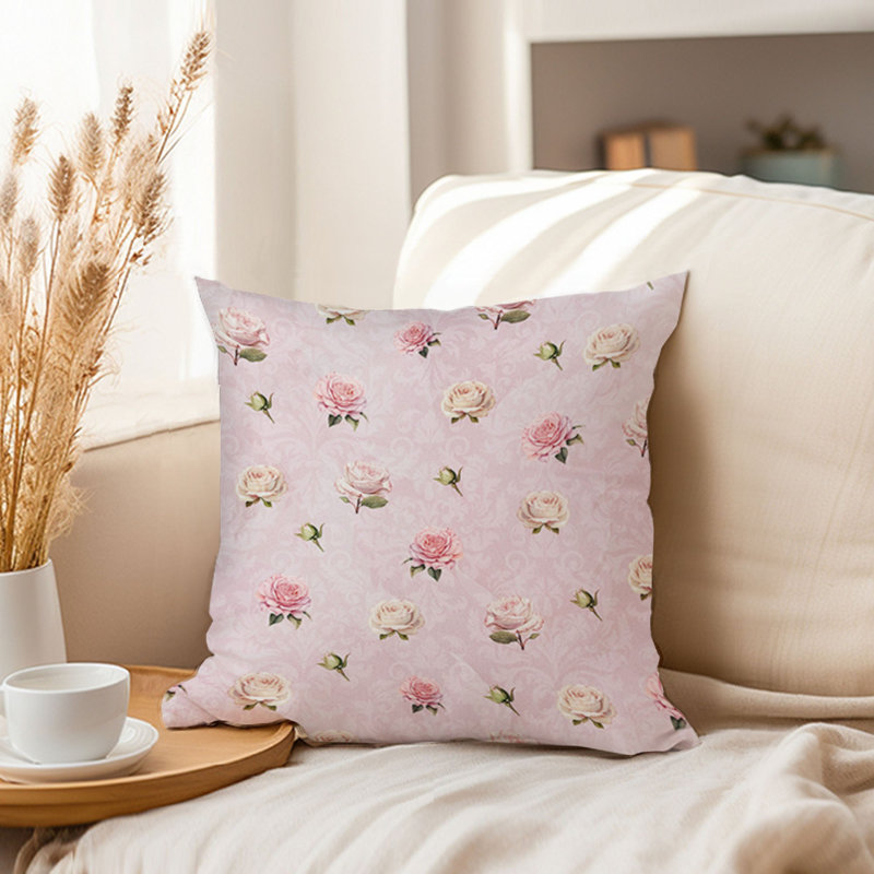 Élégance florale à motif floral rose, H 18 po x l 18 po