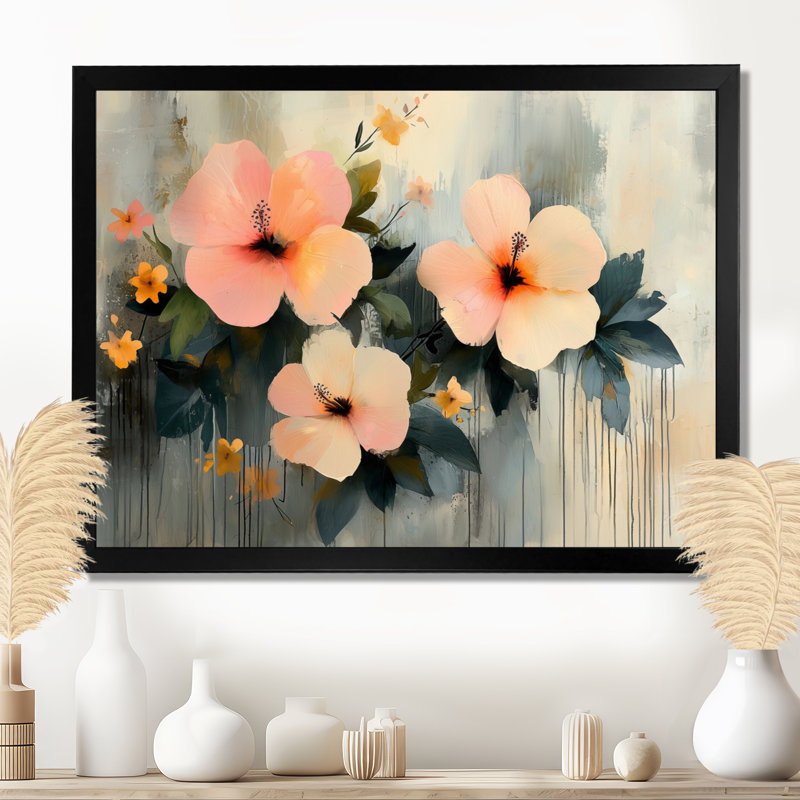 Irmuun Minimalisme Hibiscus Spring Symphony - Hibiscus Wall Art Decor, Reproduction encadrée d'une seule photo