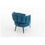 Fauteuil d'appoint en chenille bleue avec ressorts ensachés et fauteuil moderne pour petits espaces
