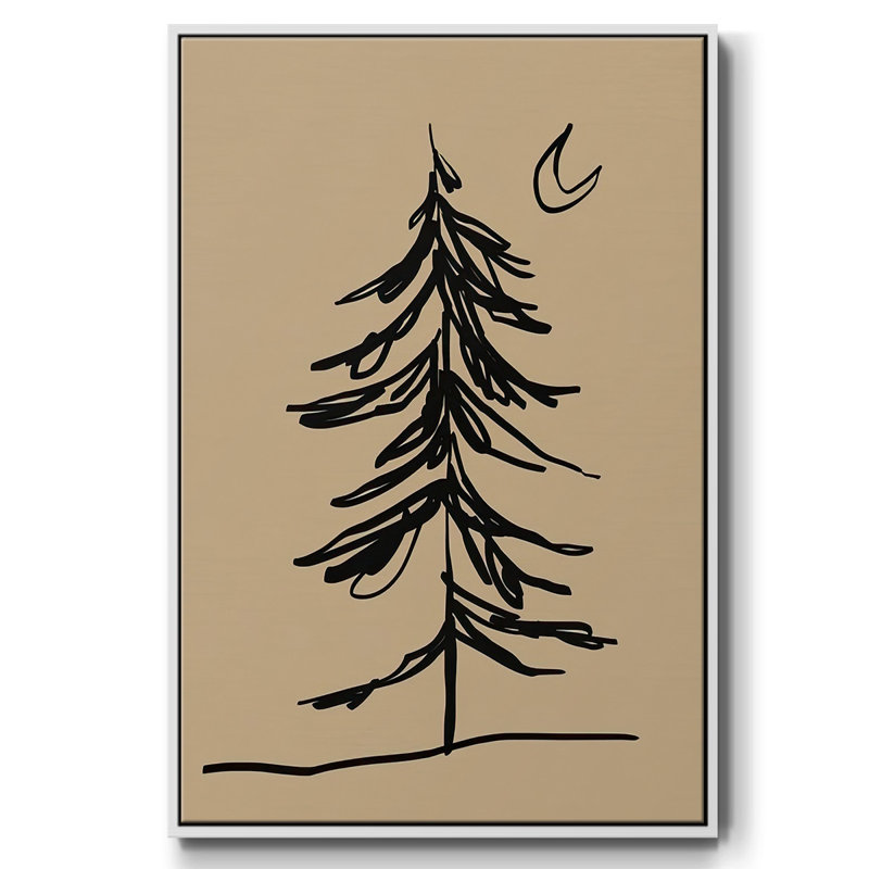 Croquis de sapin d'hiver I, H 25 po x l 17 po x P 1,5 po, Cadre flottant blanc