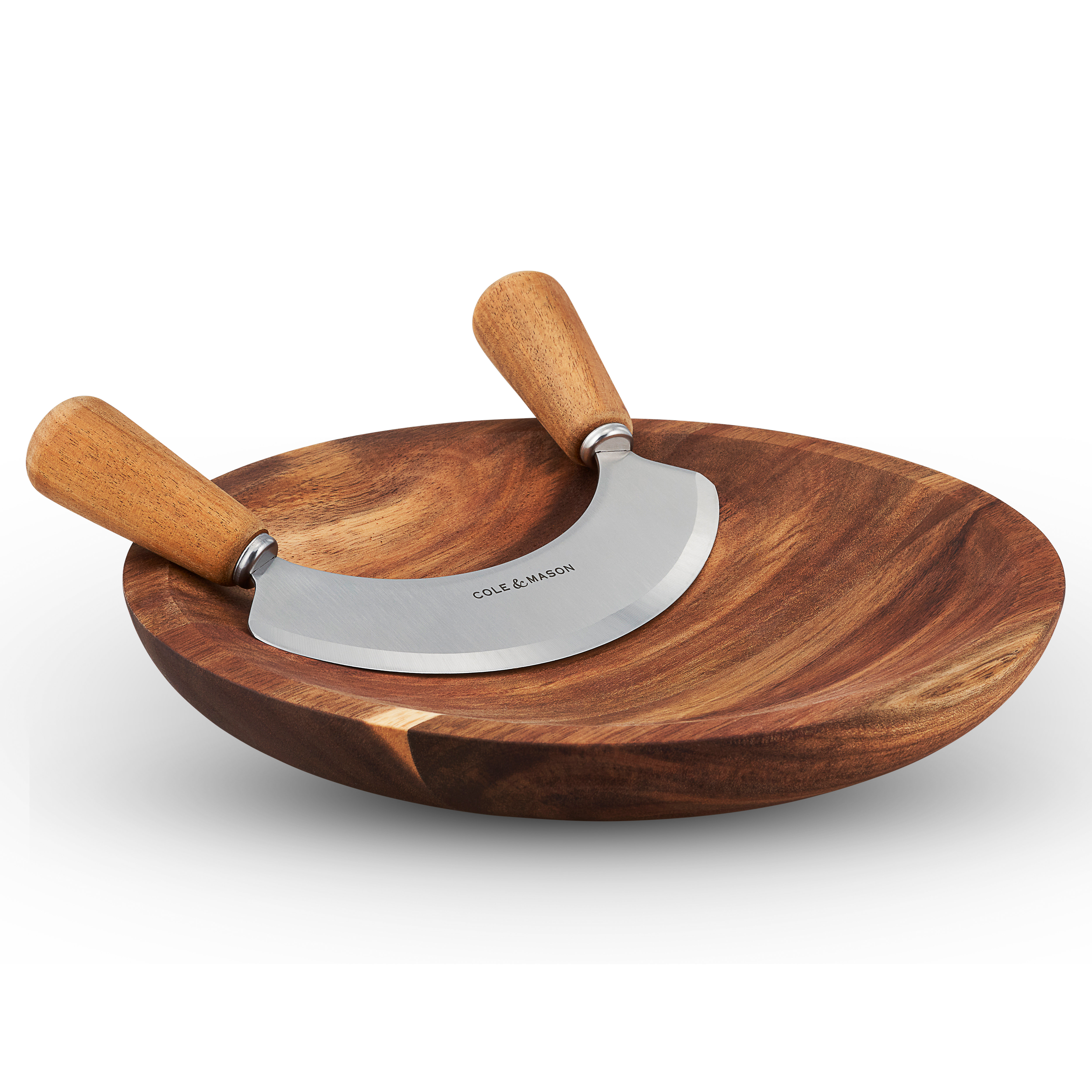 Largest Wood Chop Bowl with Mezzaluna 15 (Serves 8)