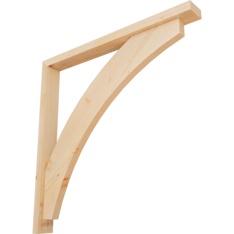 Thorton Block Bracket with Offset Brace, 34 x 34, 3 1/2"W Douglas Fir (Smooth)