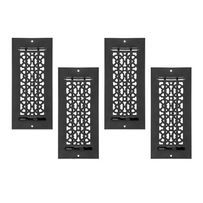 PAQUET de 4 ouvertures de conduit d'air 4 po x 10 po Achtek (ouverture totale de 5 1/2 po x 11 3/4 po)