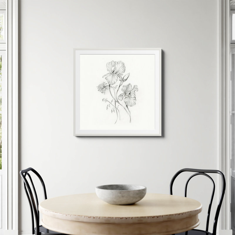 «Iris Pencil Dessin» par Shealeen Louise, Papier avec cadre unique blanc, H 30 po x l 30 po, Oui