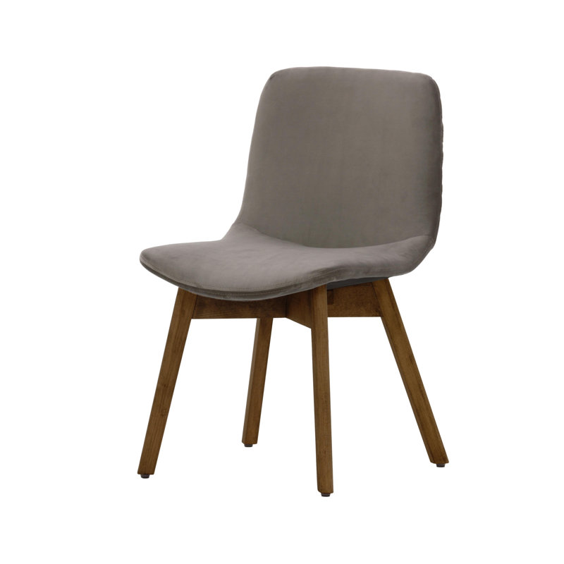 Jada 48cm H Velvet Upholstered Side Chair, Elephant, Dark Oak