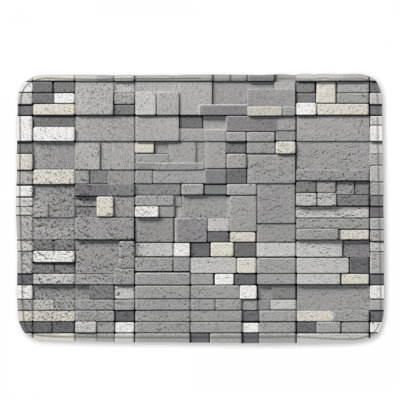 Gray Rectangular Tiles Bath Mat