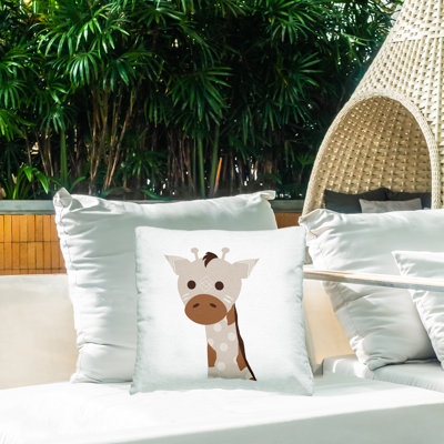 Coussin d'extérieur neutre imprimé girafe par Daniela Santiago