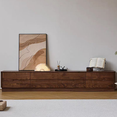 Simple black walnut wooden TV cabinet by Millwood Pines