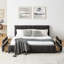 Lit tapissier confortable en chenille avec tiroirs de rangement, structure solide et tête de lit élégante pour les chambres modernes-2062484728