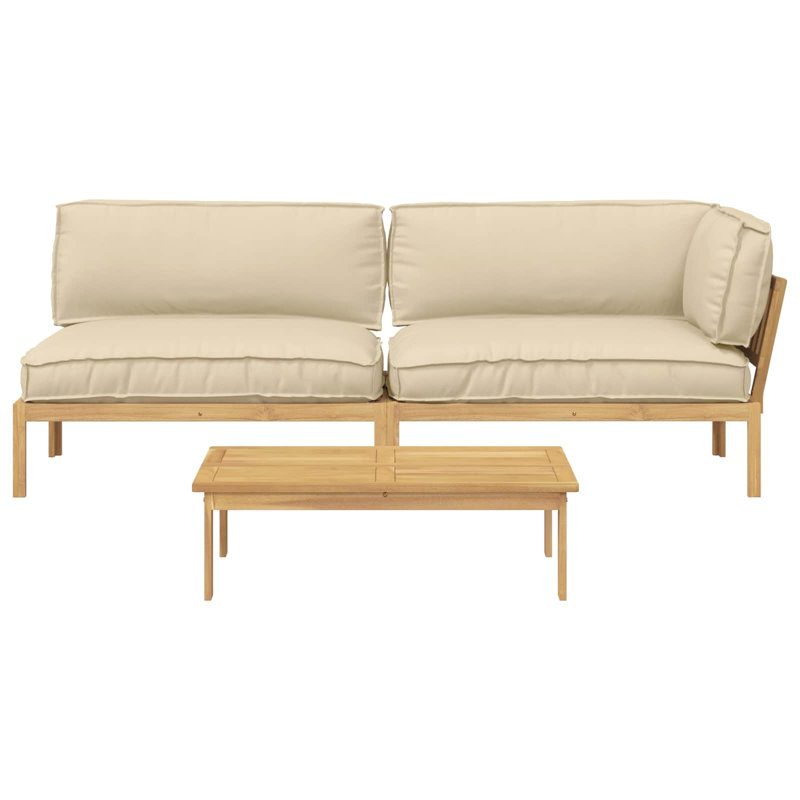  Ensemble de canapé avec coussin 3 pièces en bois d'acacia massif beige, Beige