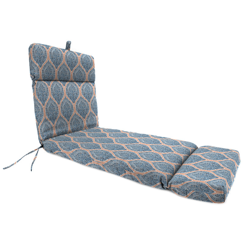 76" x 22" Outdoor Chaise Lounge Cushion with Ties, Light Blue