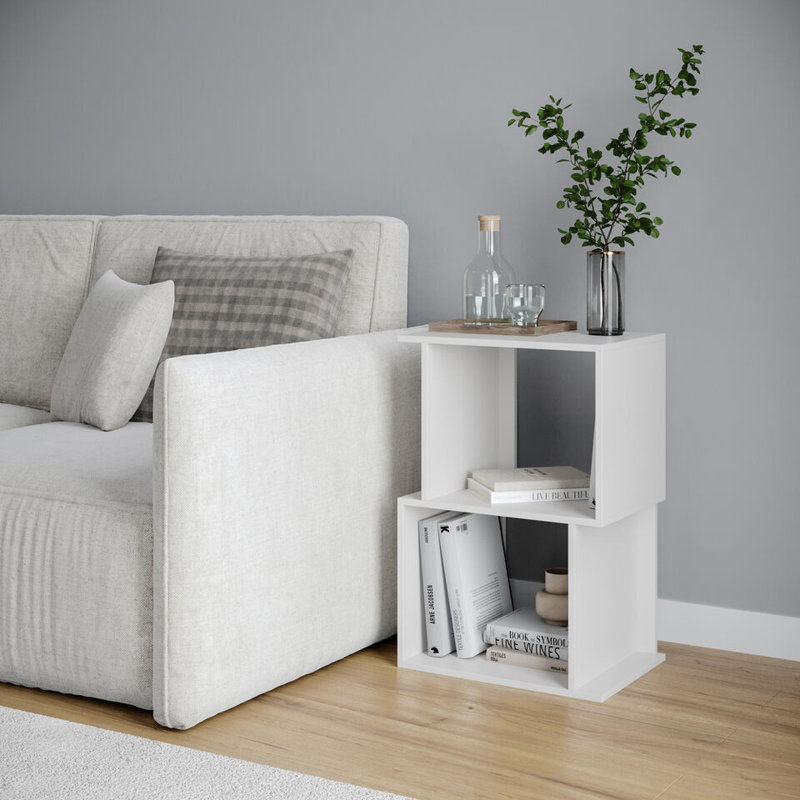 Sulmy Solid Wood Ladder Bookcase, (2 Shelves) 40cm H x 40cm W x 29cm D, White
