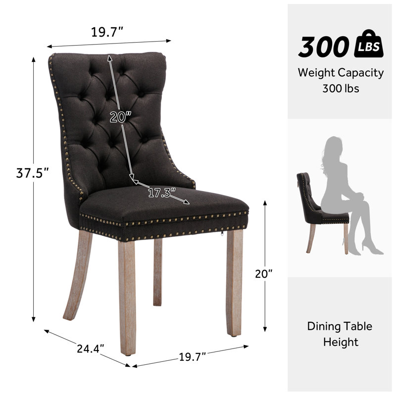 Chaise de salle à manger Kenta, Bois noir, Brun