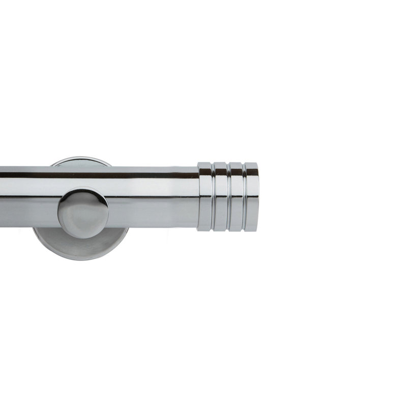 Derlene 3.5cm Single Curtain Pole, Chrome, 3.50cm H x 180cm W x 3.50cm D
