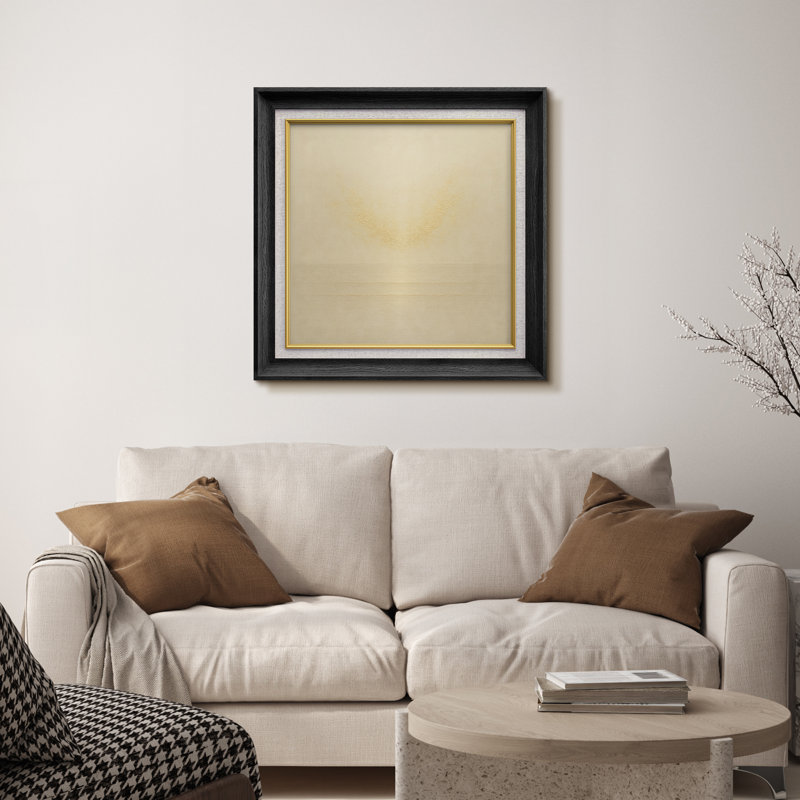 «Minimal Neutral Horizon Abstract Landscape», reproduction d'art sur toile encadrée, Cadre noir de qualité supérieure