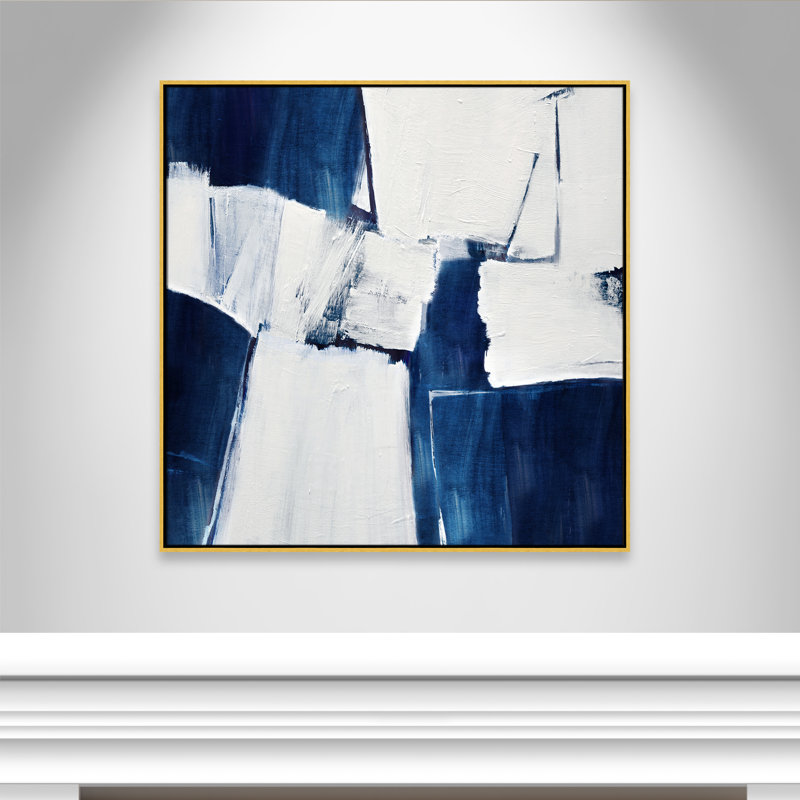 «Blue Midnight Plateau I» par Judith Shapiro, H 41,5 po x l 41,5 po, Doré