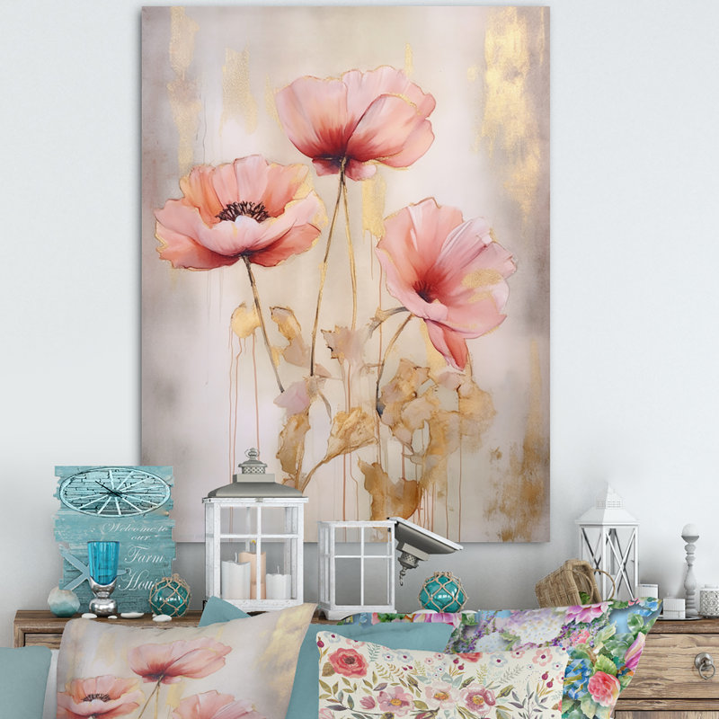 Corail vibrant coquelicots II, H 20 po x l 12 po x P 1 po, Toile tendue
