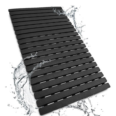 Tapis de douche antidérapant avec ventouses et trous de bonde 27,5 x 15,7 pouces