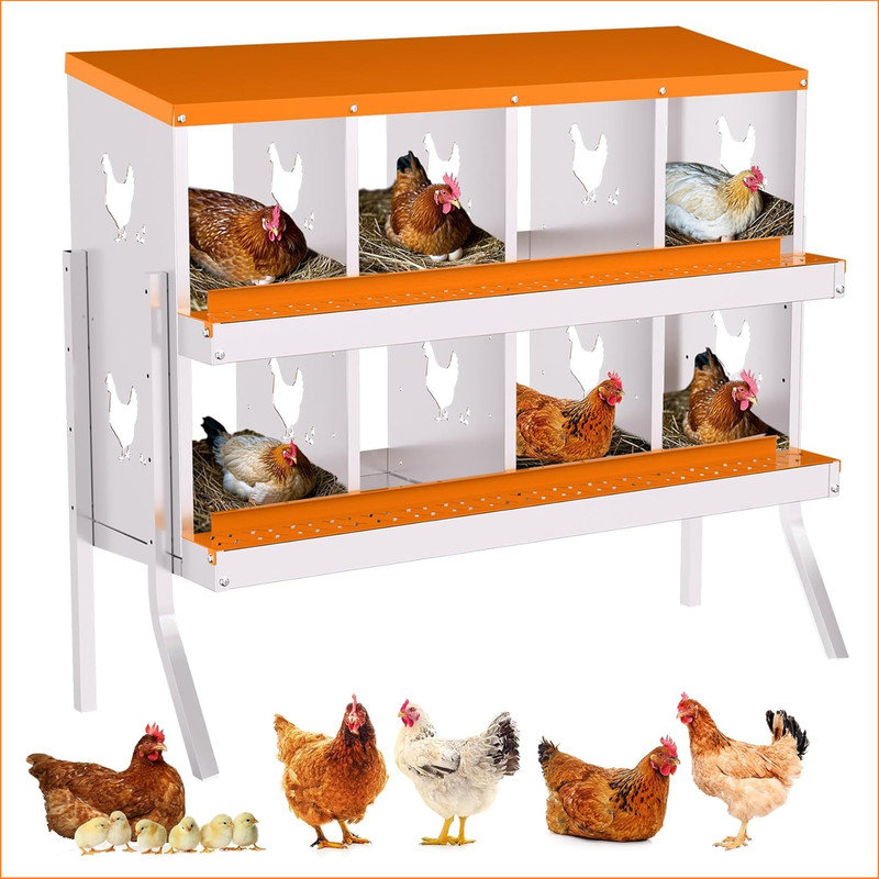 Boîte de nidification pour poulets avec plateau amovible - boîtes en métal pour poules - conception escamotable des œufs, collecteur d'œufs frais de ferme fixé au mur, boîtes de perchoir pour poulaillers