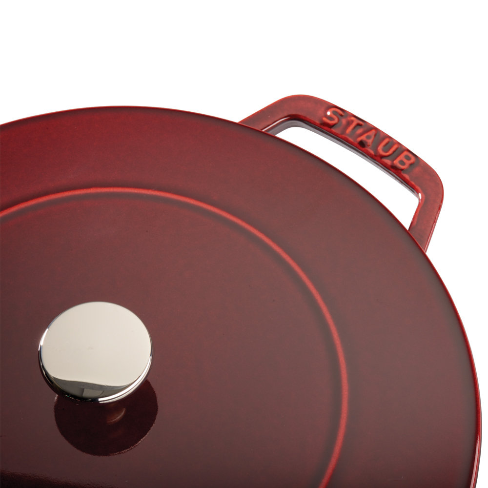 Handcrafted Enameled Cast Iron Dutch Oven, Grenadine
