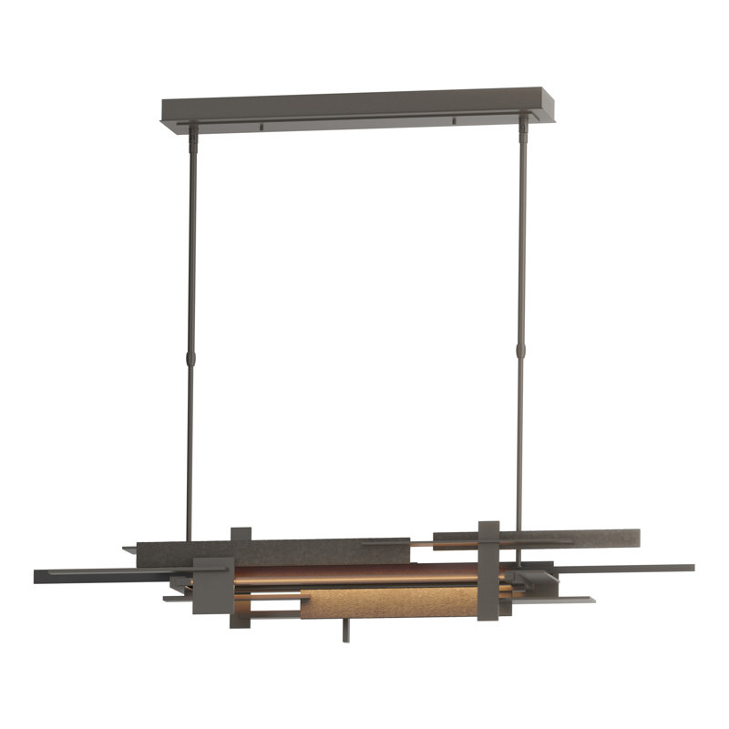 Luminaire suspendu pour îlot de cuisine 1 lumière DEL Planar, H 8,4 po x l 48,3 po x P 8,5 po, Noir, Fumée foncée