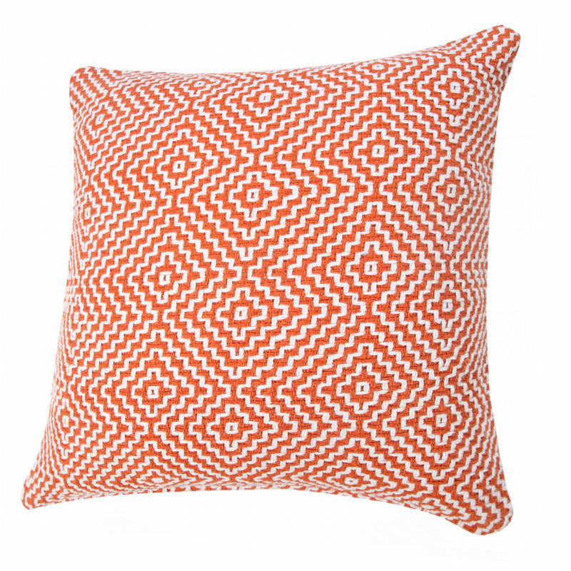 Oreiller à fermeture à glissière géométrique orange et blanc 100% coton 20 po x 20 po