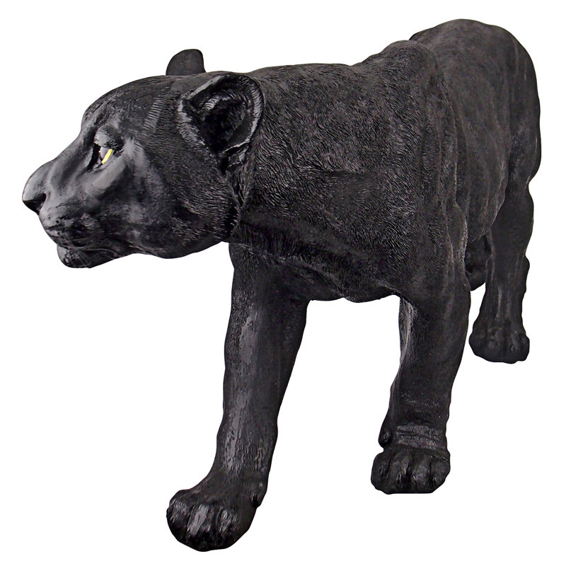 Large Black Resin Panther Garden Statue