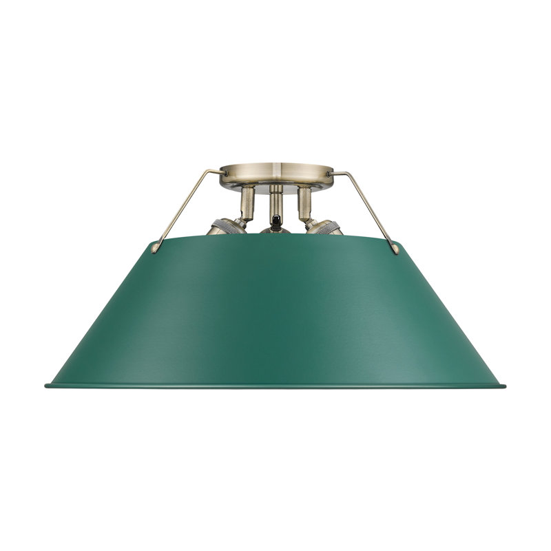 Weatherford Flush Mount, Aged Brass, Green
