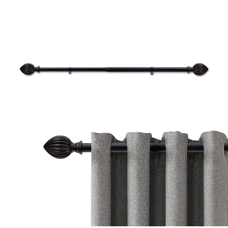 Tringle à rideaux réglable 1 largeur Hadel, 28" - 48", Noir