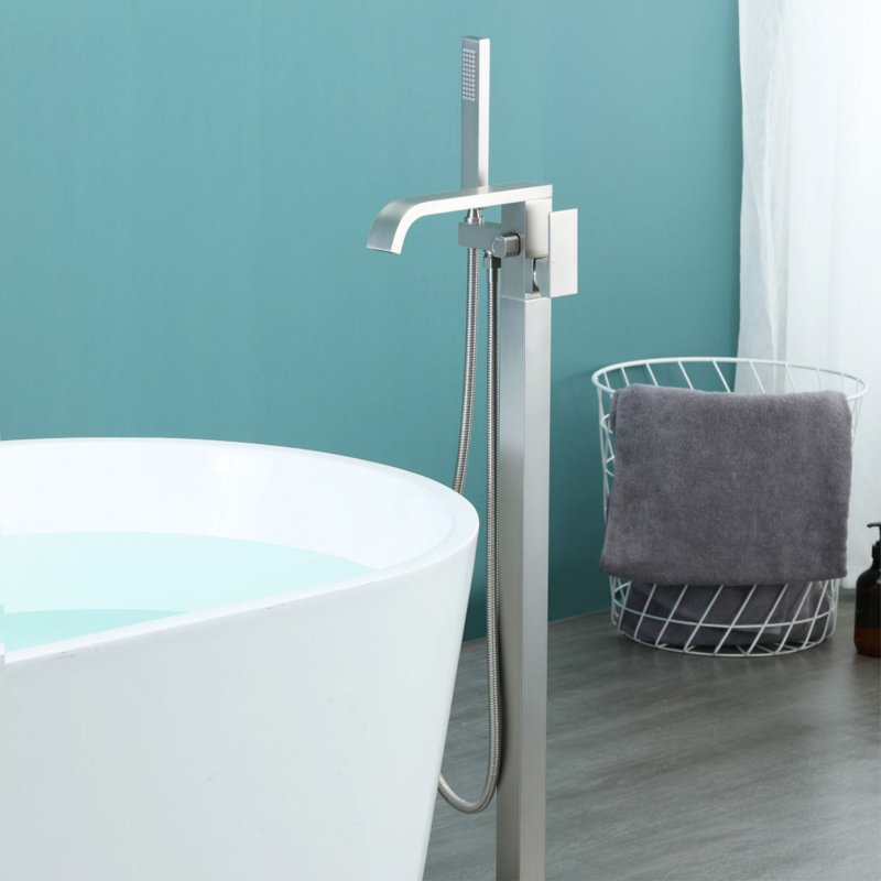 Floor Tub Spout with Diverter, Brushed Nickel