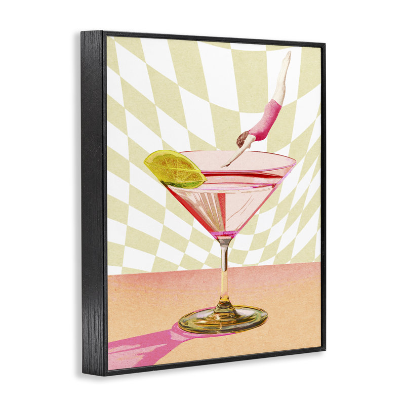  Plongée dans un cocktail, estampe numérique de Daphne Polselli, H 14 po x l 11 po, Giclée encadrée noir minuit