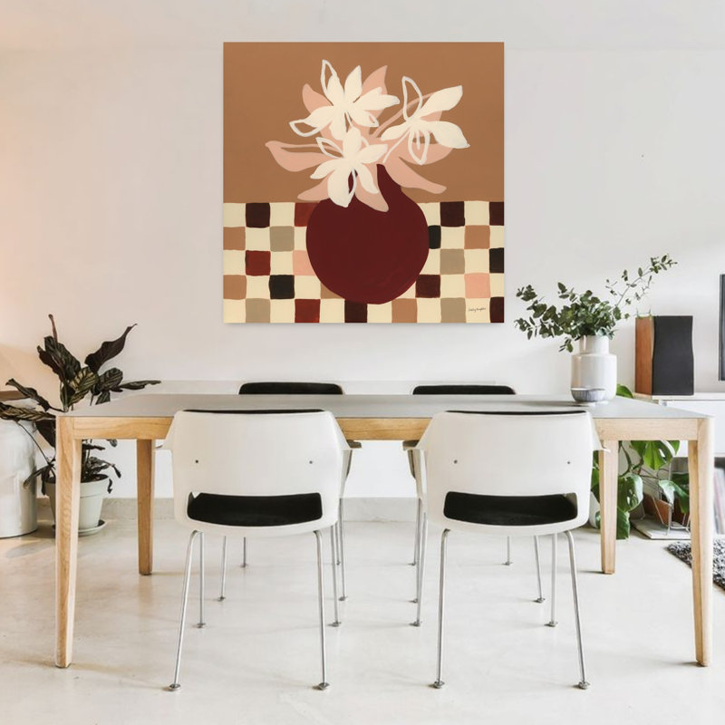 Lys calico modernes avec art noir beige, H 36 po x l 36 po