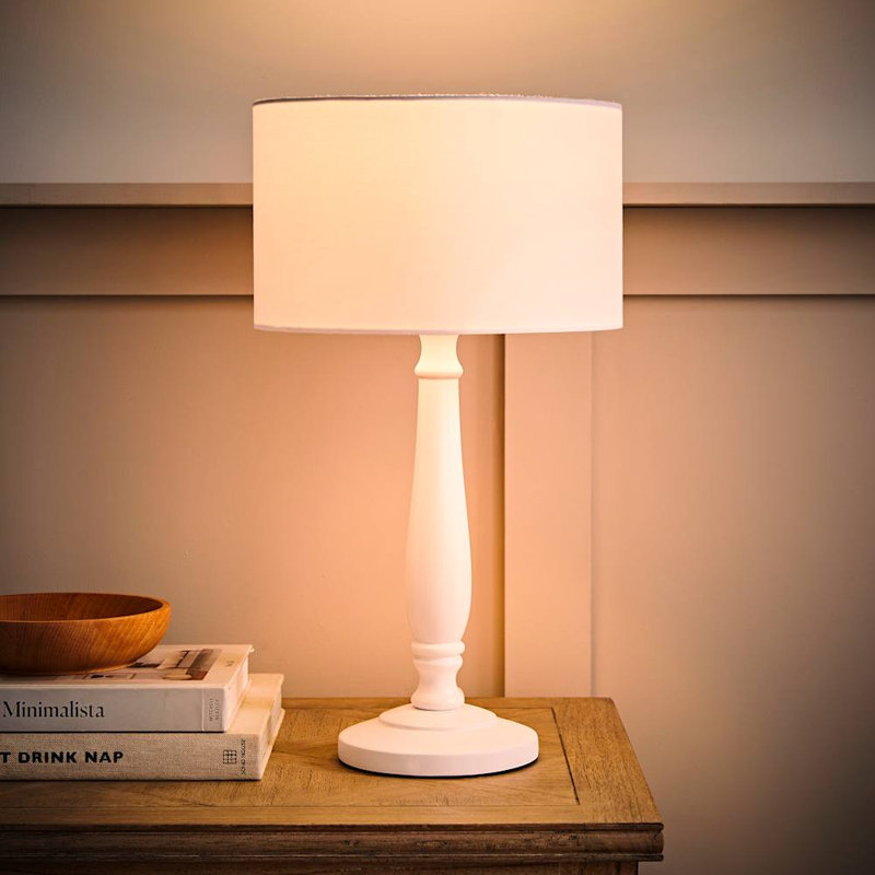 Annum Wood Table Lamp, White, No, White