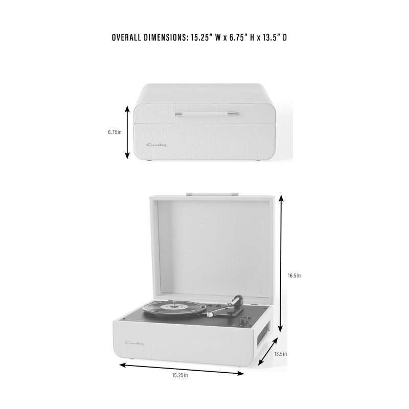 Portable Decorative Record Player with Bluetooth, Cream