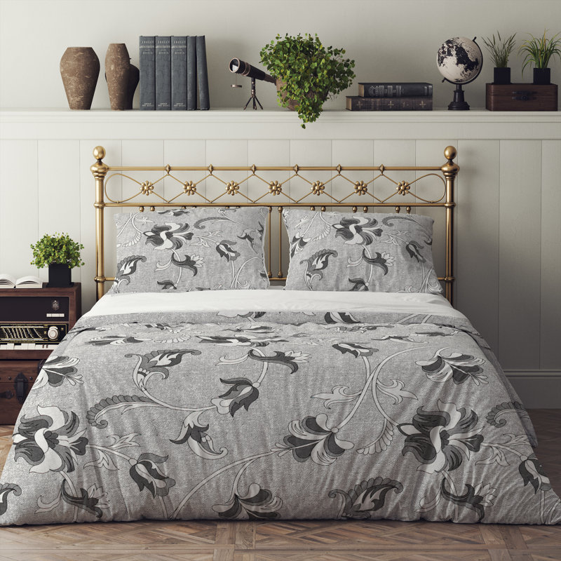 Floral Duvet Cover, King Duvet Cover + 2 King Shams