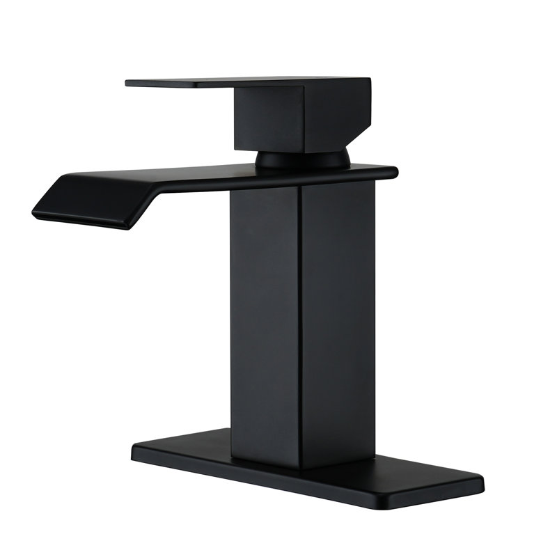 Probe Single Hole Faucet Single-handle Bathroom Faucet Waterfall Spout Sink Faucet 1.2GPM, Matte Black