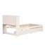 Lit simple blanc délavé avec tête de lit bibliothèque avec tiroirs de charge et de rangement supplémentaires, 2 magnifiques tiroirs de chambre à coucher-801016723