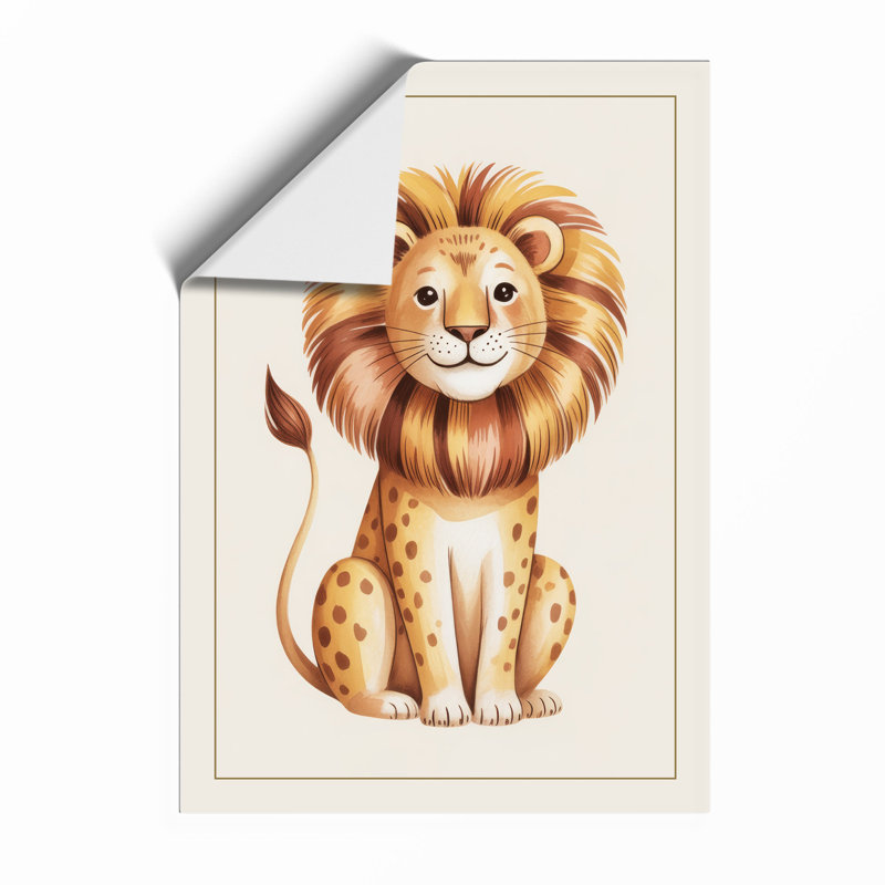 Gentle Lion Cub Boho - Framed Print, A3 - 42.0 x 29.7 cm, Unframed