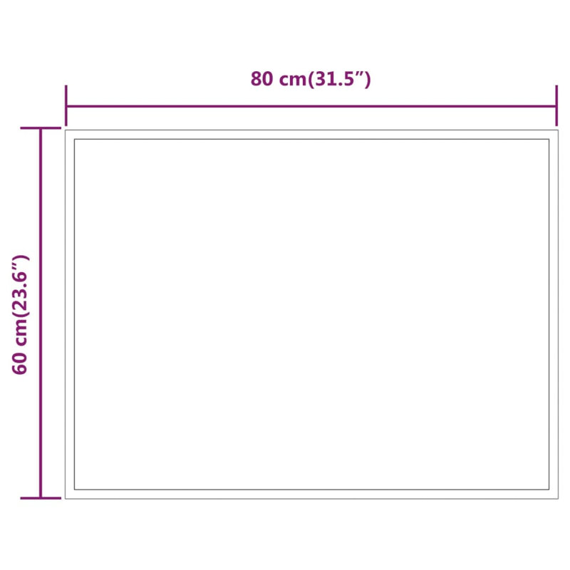 Jesse-James Flat Wall Mirror, 80cm H x 60cm W