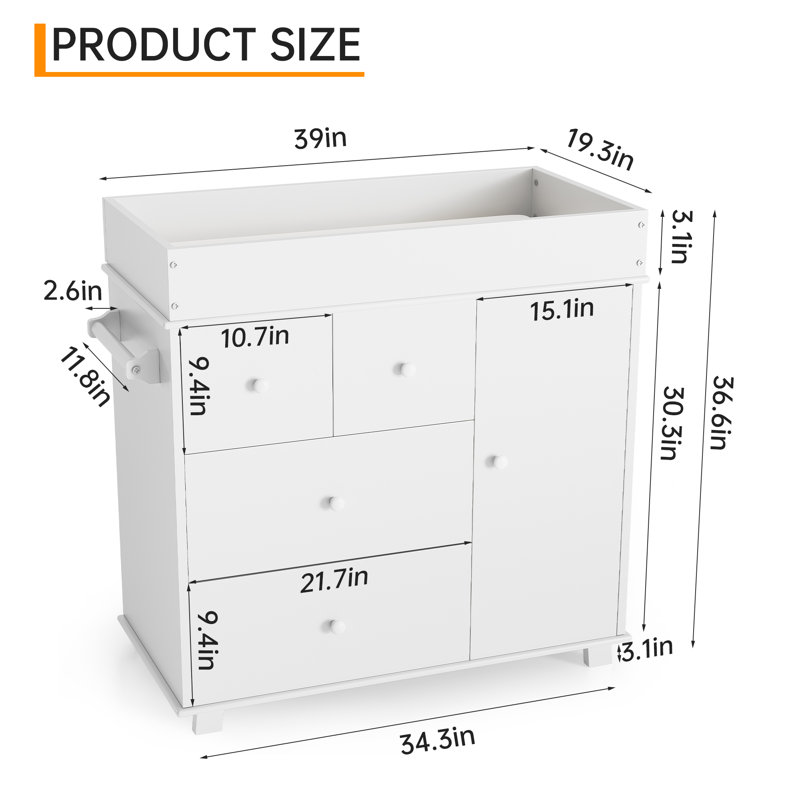 Commode à langer avec 5 tiroirs Baby
