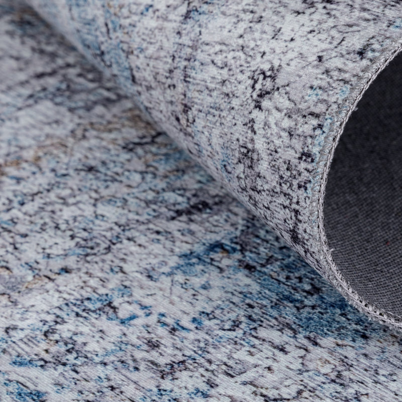Abstract Area Rug in Blue, Novelty 5' x 7'