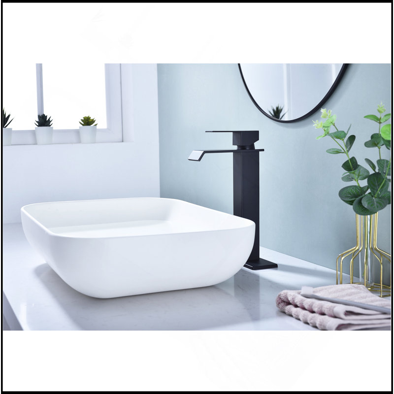 Robinet de lavabo de salle de bain à poignée simple avec bonde escamotable Waterfall, Noir mat